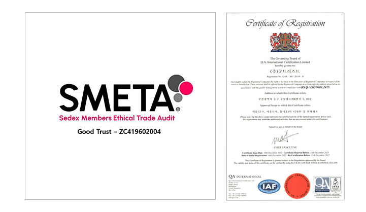 SMETA, ISO 9001:2015 